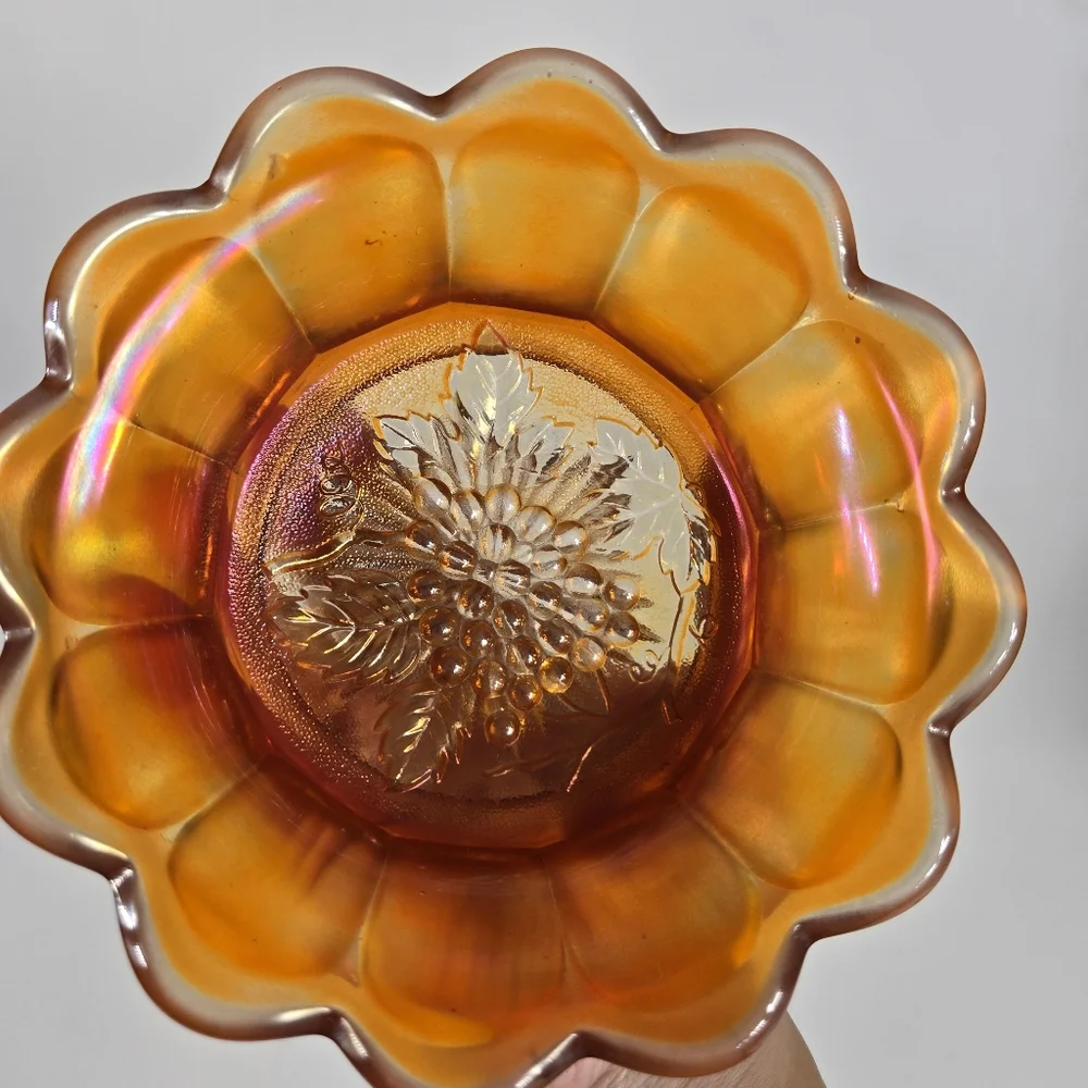 Antique Imperial Heavy Grape Marigold Carnival Glass‎ Bowl Antique Catchall Dish